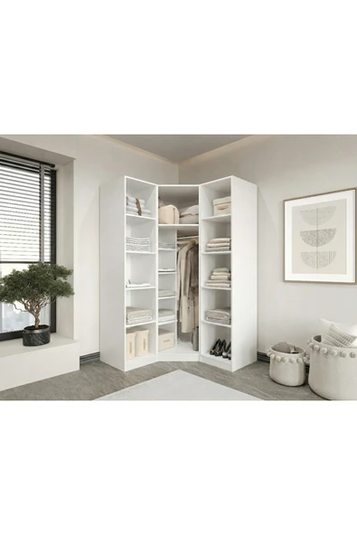 CANBAZ FURNİTURE Esla modüllü 3 cam kapaklı köşe %100 MDF (KURULUM DAHİL) ürün görseli 1