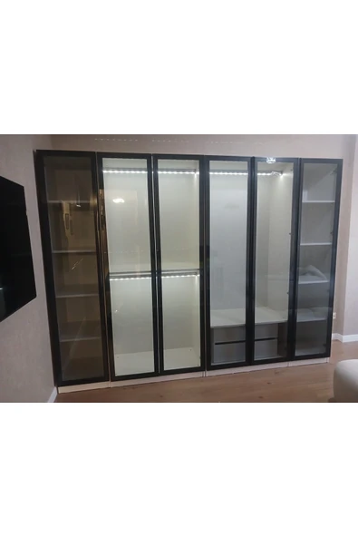 CANBAZ FURNİTURE Esla 6 Cam Kapaklı Giyinme Dolabı %100 MDF (KURULUM DAHİL) ürün görseli 1