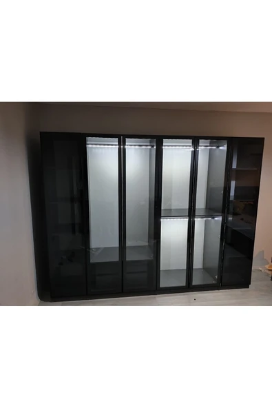 CANBAZ FURNİTURE Esla Modüllü 6 Cam Kapaklı Giyinme Dolabı %100 MDF (EVİNİZE TESLİM KURULUM DAHİL) ürün görseli 1