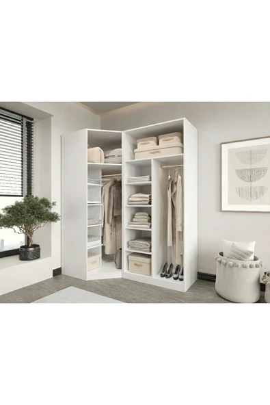 CANBAZ FURNİTURE Esla modüllü 3 cam kapaklı köşe %100 MDF (KURULUM DAHİL) ürün görseli 1