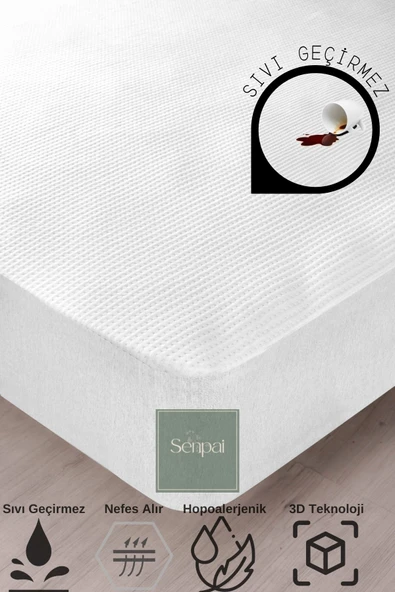 3D-Fitted %100 Sıvı Geçirmez Sessiz Full Kenar Yatak Alezi Tek/Çift Kişilik, Çocuk ve Bebek Koruyucu ürün görseli 1