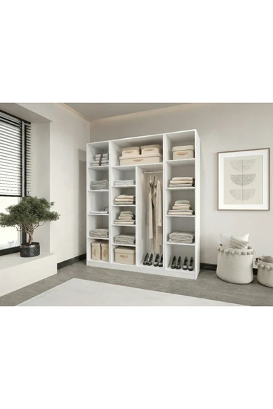 CANBAZ FURNİTURE Esla modüllü 4 cam kapaklı %100 MDF (KURULUM DAHİL) ürün görseli 1