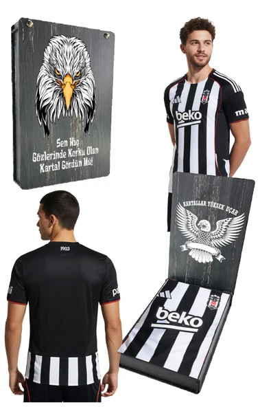 Beşiktaş Lisanslı 25/26 Siyah Beyaz Çubuklu Forma UV Kutu Hediyeli ürün görseli 1