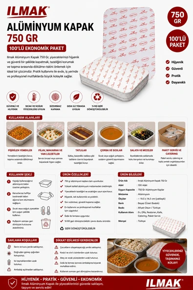 Ilmak Alüminyum Kapak 750 Gr 100'lü ürün görseli 1