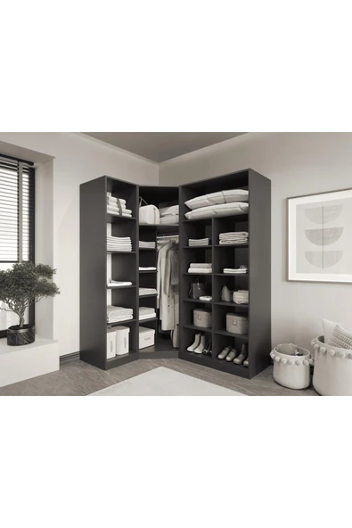 CANBAZ FURNİTURE Esla modüllü 4 cam kapaklı köşe %100 MDF (KURULUM DAHİL) ürün görseli 1