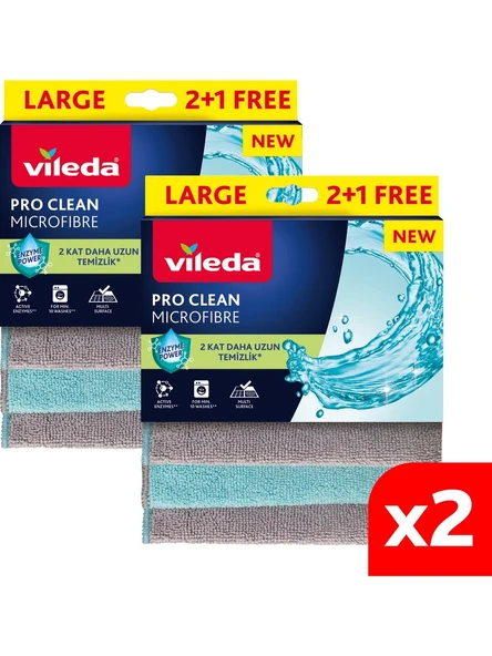 Vileda 2 Paket 3'lü Pro Clean Enzim Teknolojili Mikrofiber Temizlik Bezi ürün görseli 1