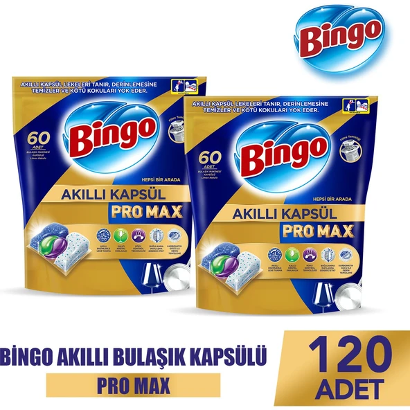 Bingo Akıllı Kapsül Pro Max Bulaşık Makinesi Deterjanı Tableti 120 Adet ürün görseli 1