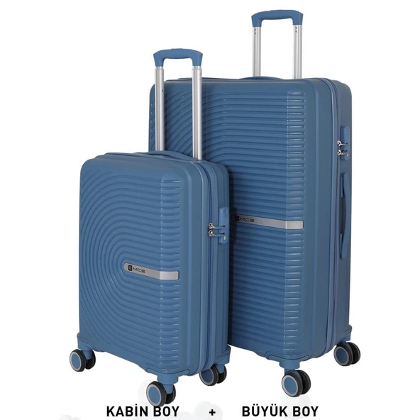 Mçs Valiz Büyük ve Kabin Kırılmaz PP Silikon Sky Blue ürün görseli 1