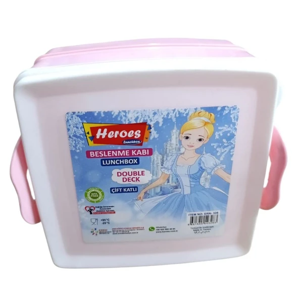 Heroes Lunchbox Çift Katlı Beslenme Kabı ERN-328-Pembe ürün görseli 1