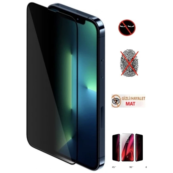 Apple iphone 12 Pro Max Mat Hayalet Ekran Gizli Privacy Tam Kaplayan Kırılmaz Cam Seramik Ekran Koruyucu ürün görseli 1