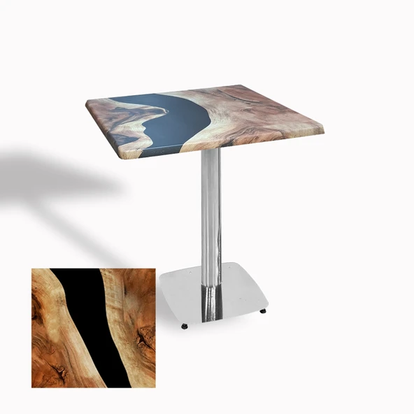 Tokyo Kare Masa (Kromnikel) 70x70 cm - (Werzalit, Wermodin ve Allzalit Tabla) - Epoxy ürün görseli 1