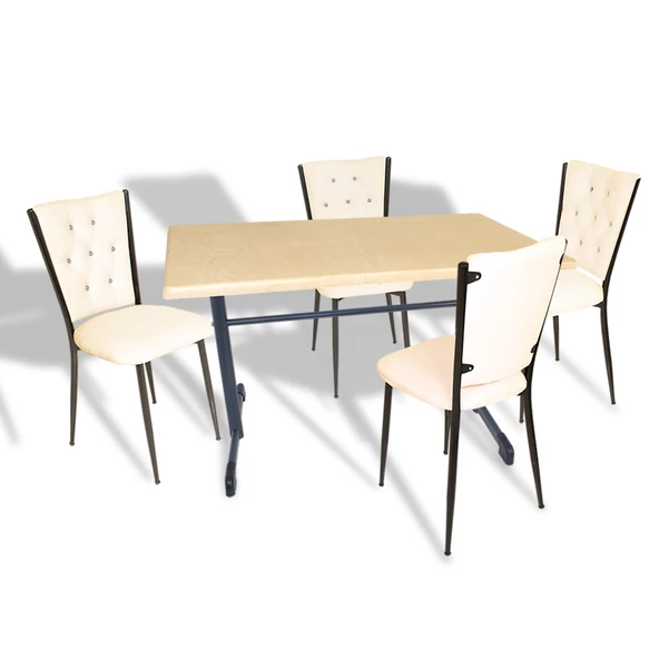 Halley - Kapitoneli Mutfak Masa Takımı - 80x120 (Werzalit, Wermodin veya Allzalit Tabla) - Akçaağaç-Krem ürün görseli 1