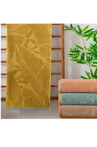 Schafer Home Leaf 70x140 Jakarlı Havlu 1 Parça-Hardal ürün görseli 1