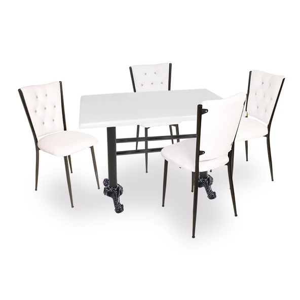 Çipa - Kapitoneli Mutfak Masa Takımı - 80x120 (Werzalit, Wermodin ve Allzalit Tabla) - Beyaz ürün görseli 1