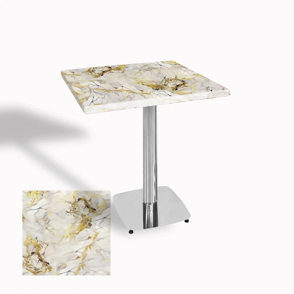 Tokyo Kare Masa (Kromnikel) 70x70 cm - (Werzalit, Wermodin ve Allzalit Tabla) - Gold ürün görseli 1