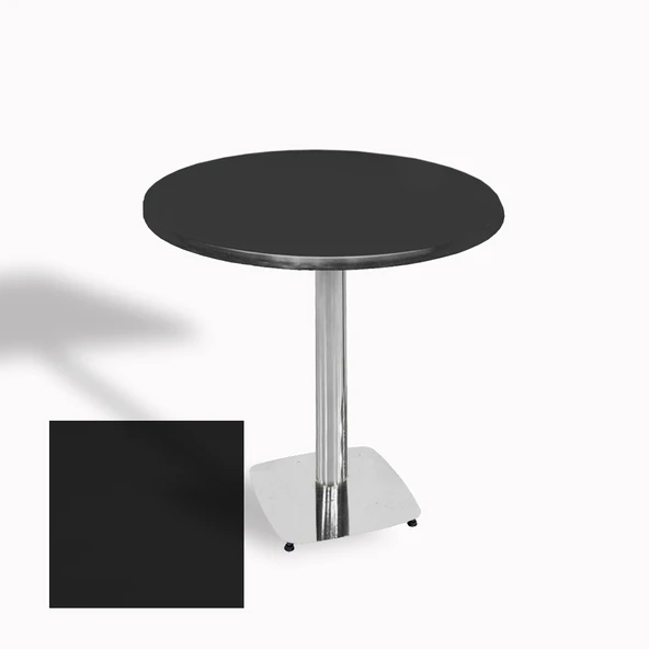 Tokyo Yuvarlak Masa (Kromnikel) Çap 60cm - (Werzalit, Wermodin ve Allzalit Tabla) - Siyah ürün görseli 1