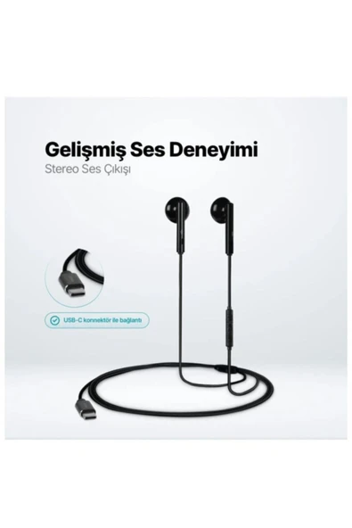 Typc-e Girişli Ttec Rio  Usb-C Stereo Mikrofonlu Kulakiçi Kulaklık Siyah Uyumlu ürün görseli 1