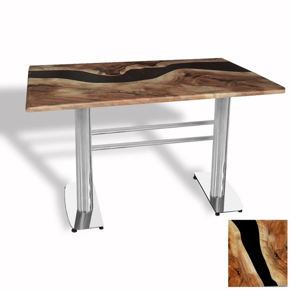 Tokyo Masa Kromnikel (Werzalit, Allzalit yada Wermodin Tabla 80x120) - Epoxy ürün görseli 1