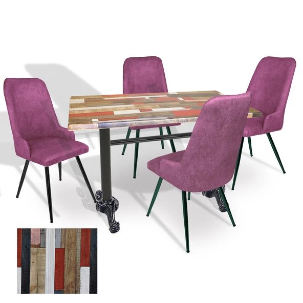 Çipa - Çırağan Mutfak Masa Takımı - 70x120 (Werzalit, Wermodin ve Allzalit Tabla) - (Red Wood - Mor) ürün görseli 1