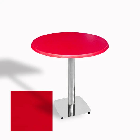 Tokyo Yuvarlak Masa (Kromnikel) Çap 80cm - (Werzalit, Wermodin ve Allzalit Tabla) - Kırmızı ürün görseli 1