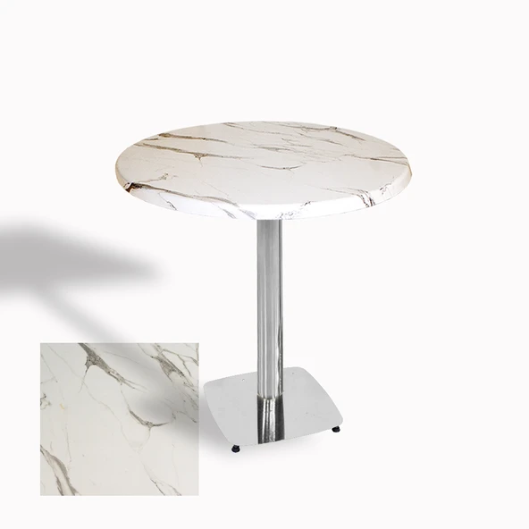 Tokyo Yuvarlak Masa (Kromnikel) Çap 70cm - (Werzalit, Wermodin ve Allzalit Tabla) - Afyon Mermer ürün görseli 1