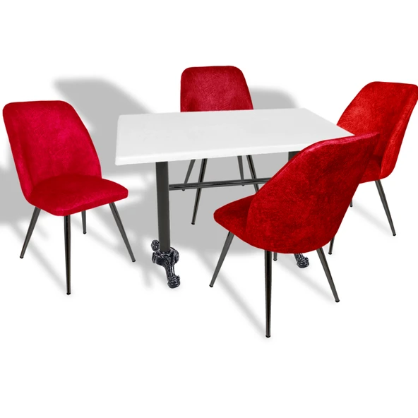 Çipa - Nilüfer Mutfak Masa Takımı - 80x140 (Werzalit, Wermodin ve Allzalit Tabla) - Beyaz - Bordo ürün görseli 1
