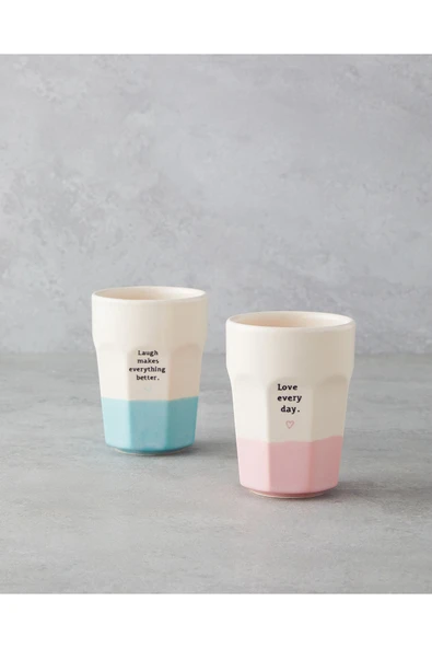 Shine Day Seramik 2'li Bardak 280 ml Pembe - Mavi ürün görseli 1