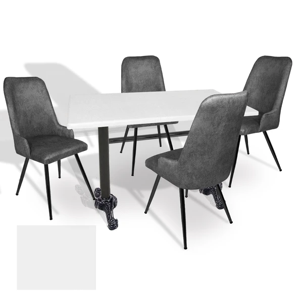 Çipa - Çırağan Mutfak Masa Takımı - 80x120 (Werzalit, Wermodin ve Allzalit Tabla) - (Beyaz - Füme) ürün görseli 1
