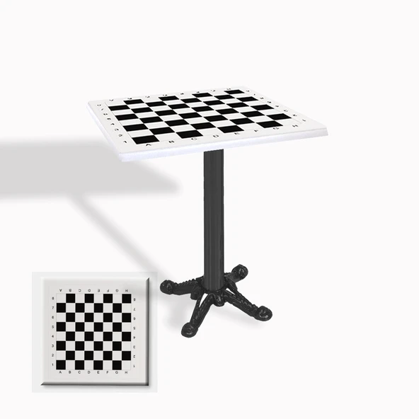 Çipa Döküm Ayak Kare Masa 80X80 cm - (Werzalit, Wermodin ve Allzalit Tabla) - Satranç Beyaz ürün görseli 1