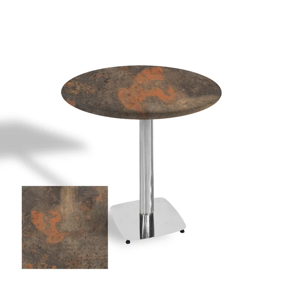Tokyo Yuvarlak Masa (Kromnikel) Çap 80cm - (Werzalit, Wermodin ve Allzalit Tabla) - Metalic Oxid 1 ürün görseli 1