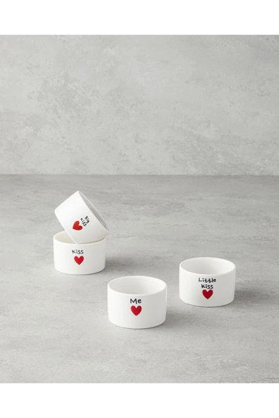 Lovely Stoneware 4'lü Çerezlik 6,5 cm Kırmızı ürün görseli 1
