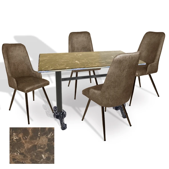 Çipa - Çırağan Mutfak Masa Takımı - 70x120 (Werzalit, Wermodin ve Allzalit Tabla) - (Karacabey Mermer - Kahve) ürün görseli 1
