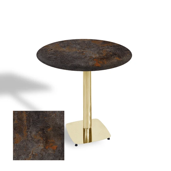 Tokyo Yuvarlak Masa (Kromnikel) Çap 90cm - (Werzalit, Wermodin ve Allzalit Tabla) - Metalic Oxid 3 ürün görseli 1