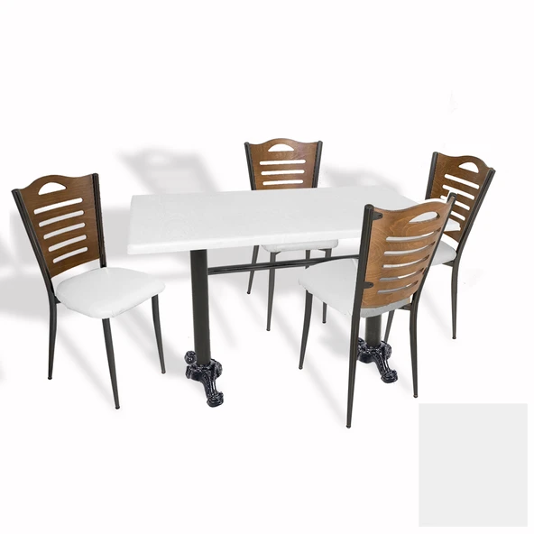 Çipa Döküm Ayak - Papelli Sandalye Mutfak Masa Takımı (Werzalit, Wermodin ve Allzalit Tabla) - Beyaz - Beyaz - 80X120 ürün görseli 1