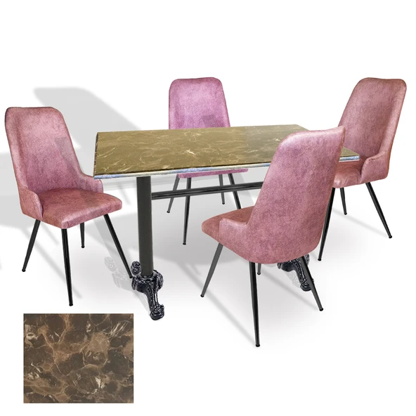 Çipa - Çırağan Mutfak Masa Takımı - 80x120 (Werzalit, Wermodin ve Allzalit Tabla) - (Karacabey Mermer - Pembe) ürün görseli 1