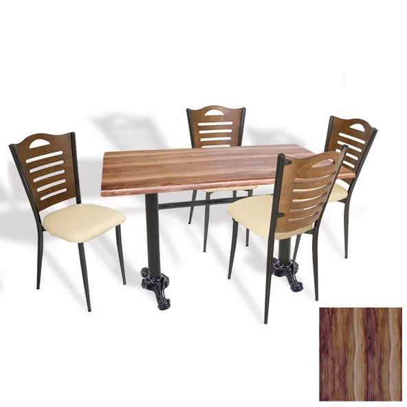 Çipa Döküm Ayak - Papelli Sandalye Mutfak Masa Takımı (Werzalit, Wermodin ve Allzalit Tabla) - Indianawood - Krem - 70X120 ürün görseli 1