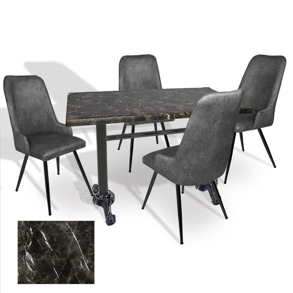 Çipa - Çırağan Mutfak Masa Takımı - 80x120 (Werzalit, Wermodin ve Allzalit Tabla) - (Teramo - Füme) ürün görseli 1