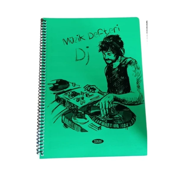 Tokaç A4 Müzik Defteri Spiralli PP Kapak 40 Yp-Yeşil DJ ürün görseli 1
