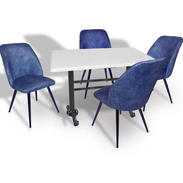 Çipa - Nilüfer Mutfak Masa Takımı - 80x120 (Werzalit, Wermodin ve Allzalit Tabla) - Beyaz - Mavi ürün görseli 1