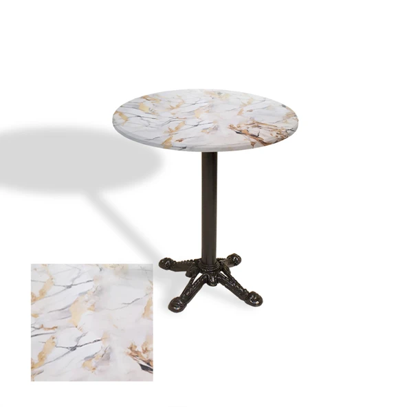 Çipa Döküm Ayak Yuvarlak Masa Çap 80cm - (Werzalit, Wermodin ve Allzalit Tabla) - Gold ürün görseli 1