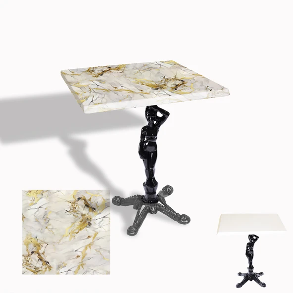 Çipa 1003 Döküm Ayak Kare Masa 70x70 cm - (Werzalit, Wermodin ve Allzalit Tabla) - Gold ürün görseli 1
