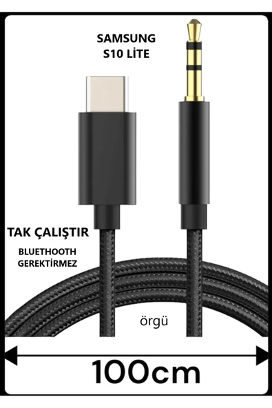 Samsung Galaxy S10 Lite Aux Kablo Type C Aux Kablo Dac Çipli örgü Tak Çalıştır ürün görseli 1