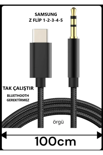 Samsung Galaxy Z Flip 5 Z Flip 2 Z Flip 3 Z Flip 4 Aux Kablo Type C Aux Kablo Dac Çipli Tak Çalıştır ürün görseli 1