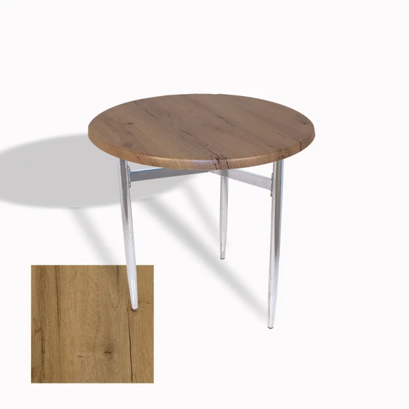Venedik Masa Yuvarlak Çap 80 kromnikel (Werzalit, Wermodin veya Allzalit Tabla) - Canyon Palace Oak ürün görseli 1