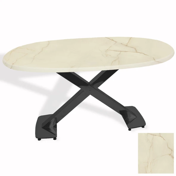 İks Masa ESB Oval (94x146 - Werzalit, Allzalit yada Wermodin Tabla) - Golden Marble ürün görseli 1
