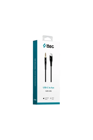 Aux - USB-C Ses Kablosu 100cm Siyah - Resim 5