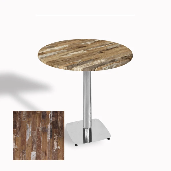 Tokyo Yuvarlak Masa (Kromnikel) Çap 60cm - (Werzalit, Wermodin ve Allzalit Tabla) - Maracaibo ürün görseli 1
