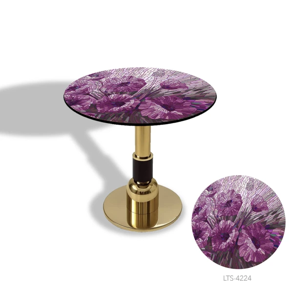 Gold Yuvarlak Masa  Çap 80cm - (CDF Tabla) - Desen Kod:4224 ürün görseli 1