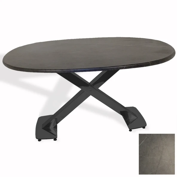 İks Masa ESB Oval (94x146 - Werzalit, Allzalit yada Wermodin Tabla) - Grey Marble ürün görseli 1