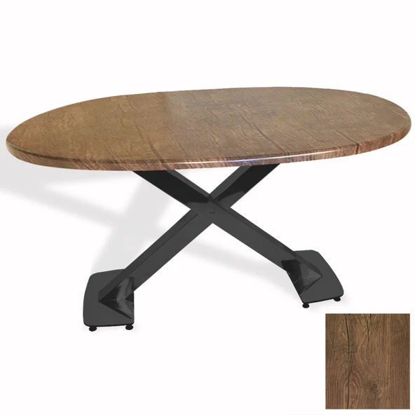İks Masa ESB Oval (94x146 - Werzalit, Allzalit yada Wermodin Tabla) - Rustic Dark ürün görseli 1
